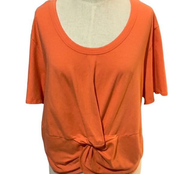 Zella Orange Coral Knot Wrap Short Sleeve Tee - Picture 2 of 8